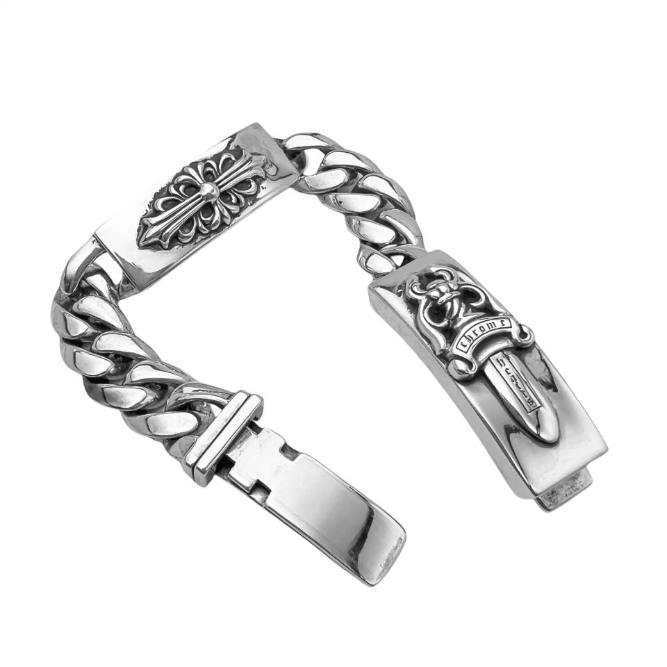 ID DBL FLRL DGGR Double Floral Dagger Bracelet Silver