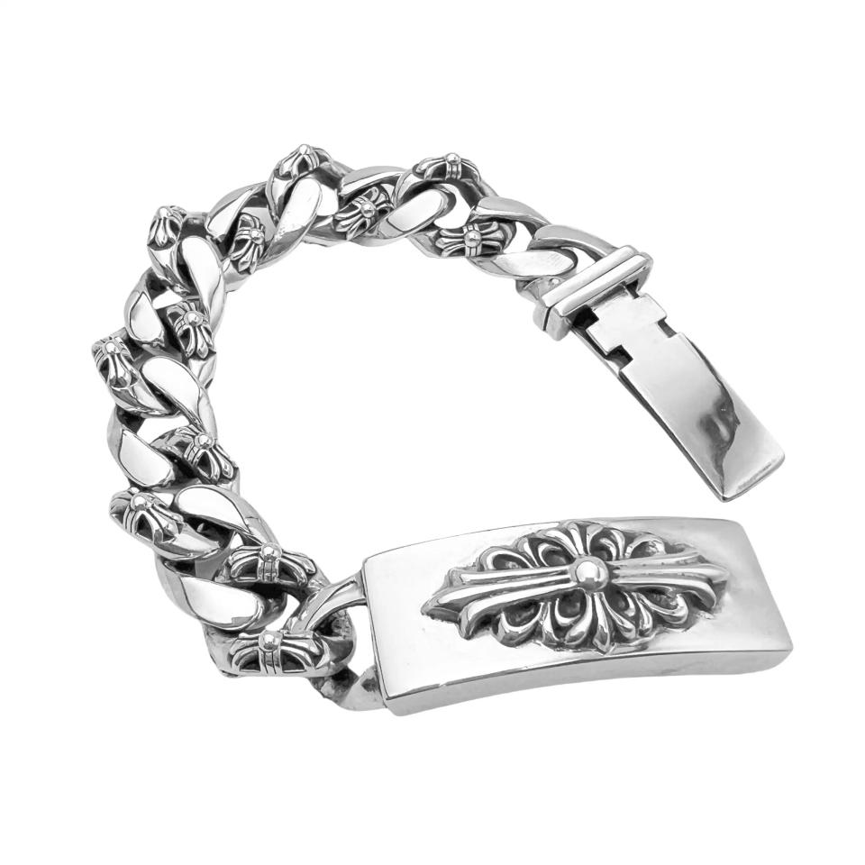 ID Floral CRS Fancy Chain Link Bracelet Silver