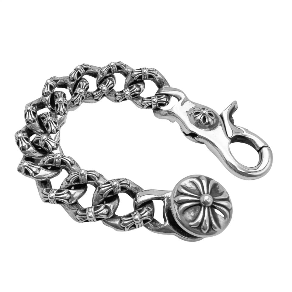 Extra Fancy Chain Link Clip Silver Bracelet