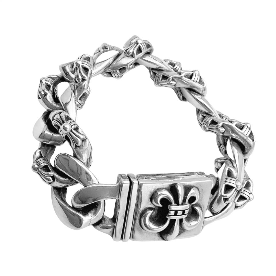 Scout Flower Fancy Chain Link Bracelet Silver