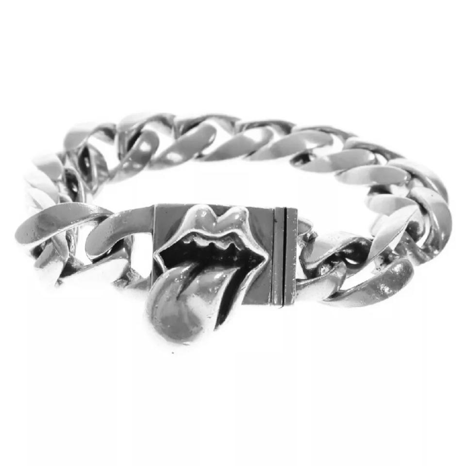 ID Box Lips Tongue Lip And Tang Silver Bracelet