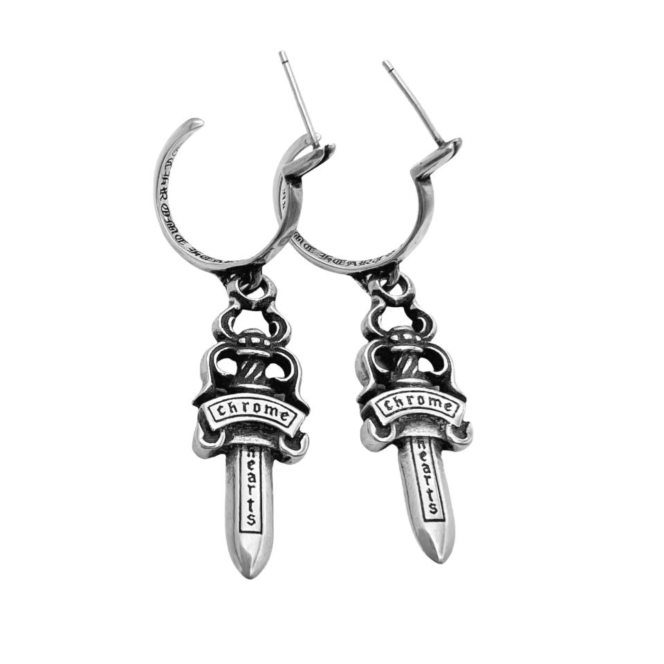 No5 Dagger 5 Hoop Earrings Silver