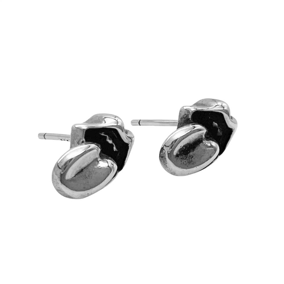 Stud Lt Lip And Tongue Silver Earrings