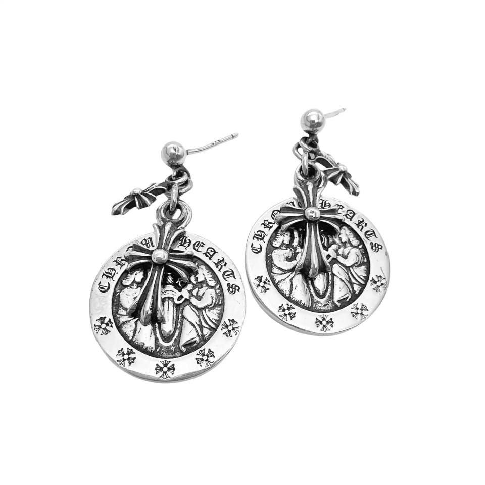 Angel Medal Drop Earrings 