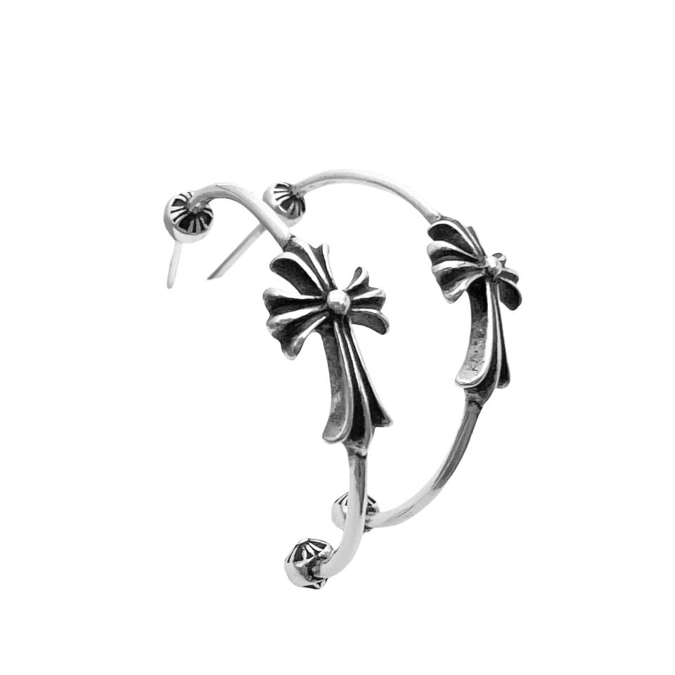 Skinny Cross Baby Fat Hoop Earrings