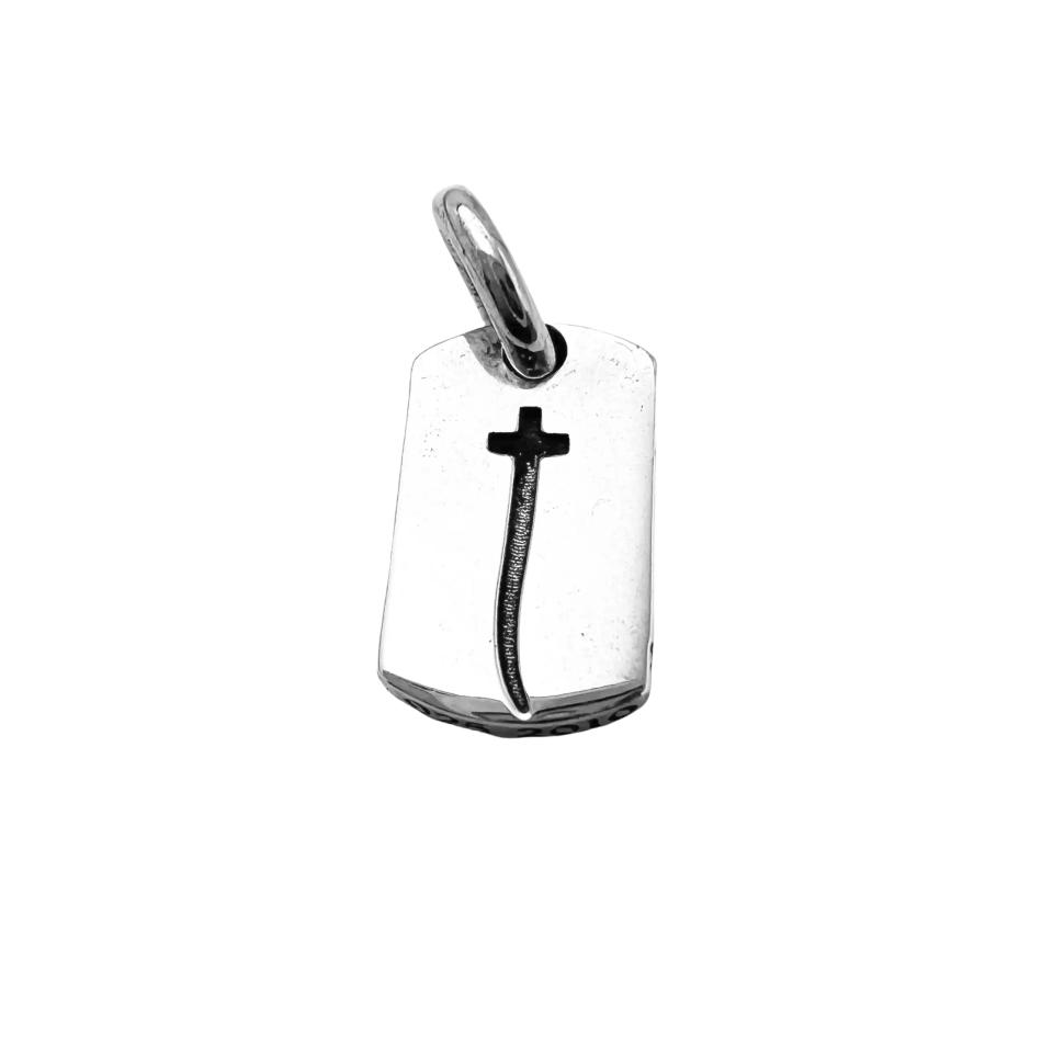 Tiny RS Cross Dog Tag Pendant