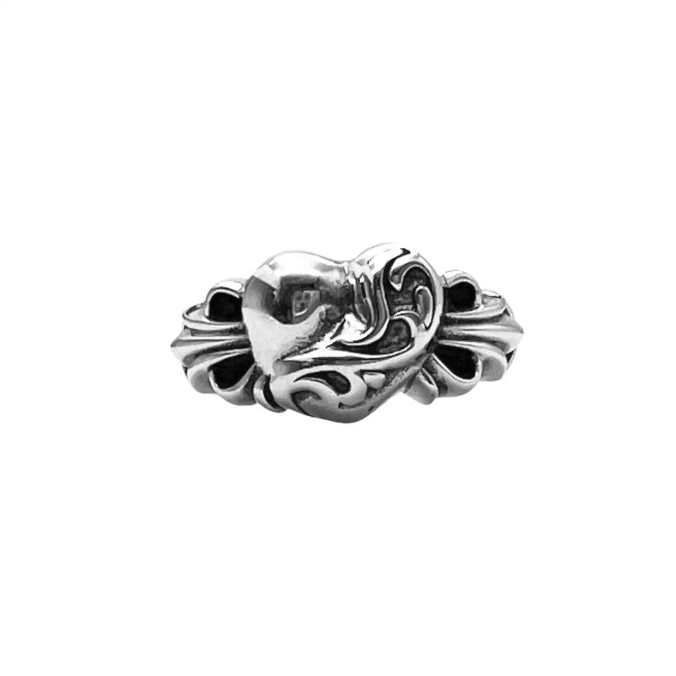 Double Floral Cross Heart Ring