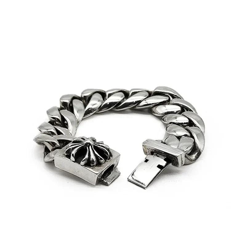 Silver Plus Cross Cuba Link Box ID Bracelet