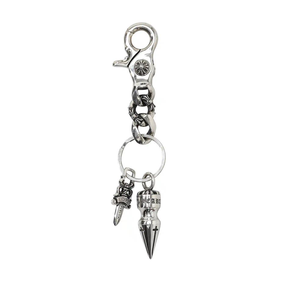 Cross Spike Dagger Keychain Silver