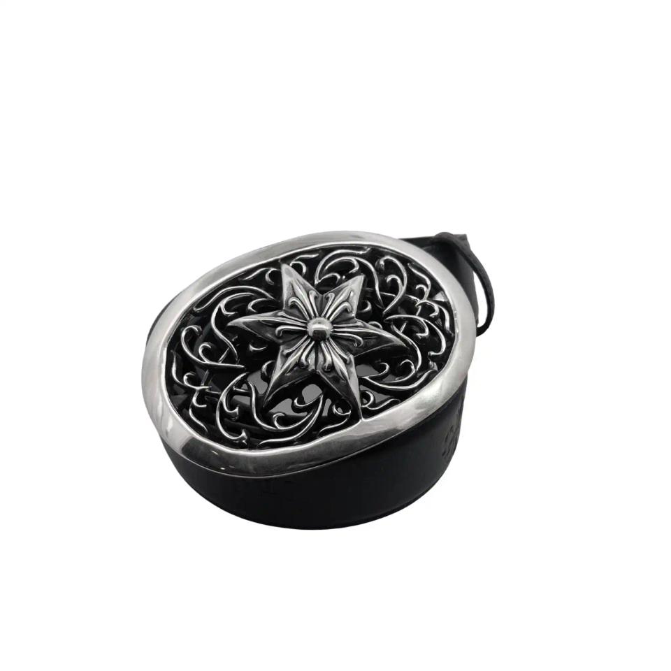 Classic Star Buckle With Black Leather Belt 
