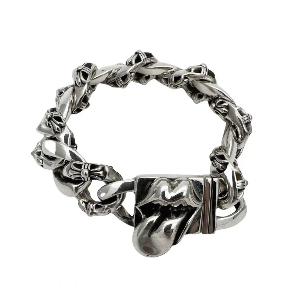 Fancy Chain Cuban Link ID Box Lip And Tongue Bracelet