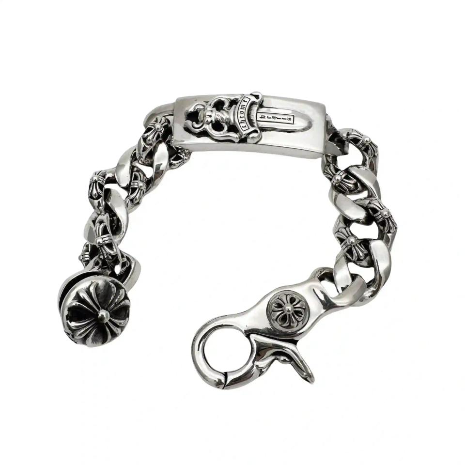 Fancy Cuban Link Dagger Lobster Clasp Bracelet