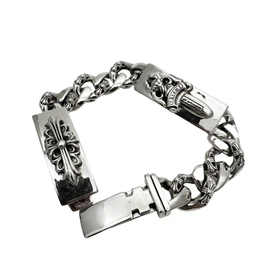 Double ID Cross Cuban Bracelet